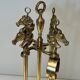 Neoclassical Brass Fire Tool Set with Horse Head Handles, in the