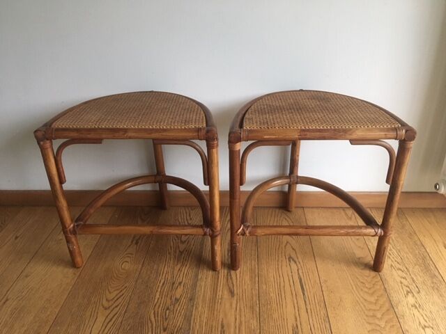 Pair rattan bedsides or couch end