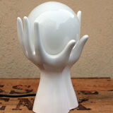 Hand-shaped lamp and opaline globe