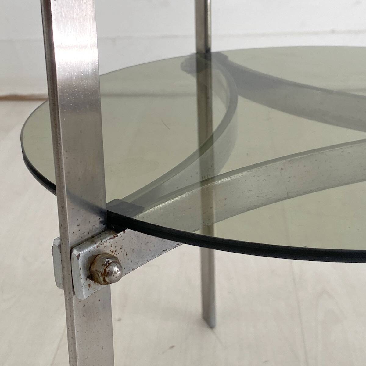 Chrome and glass side table vintage 1970s