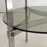 Chrome and glass side table vintage 1970s