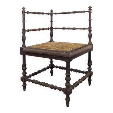 Corner stool with small dot tapestry