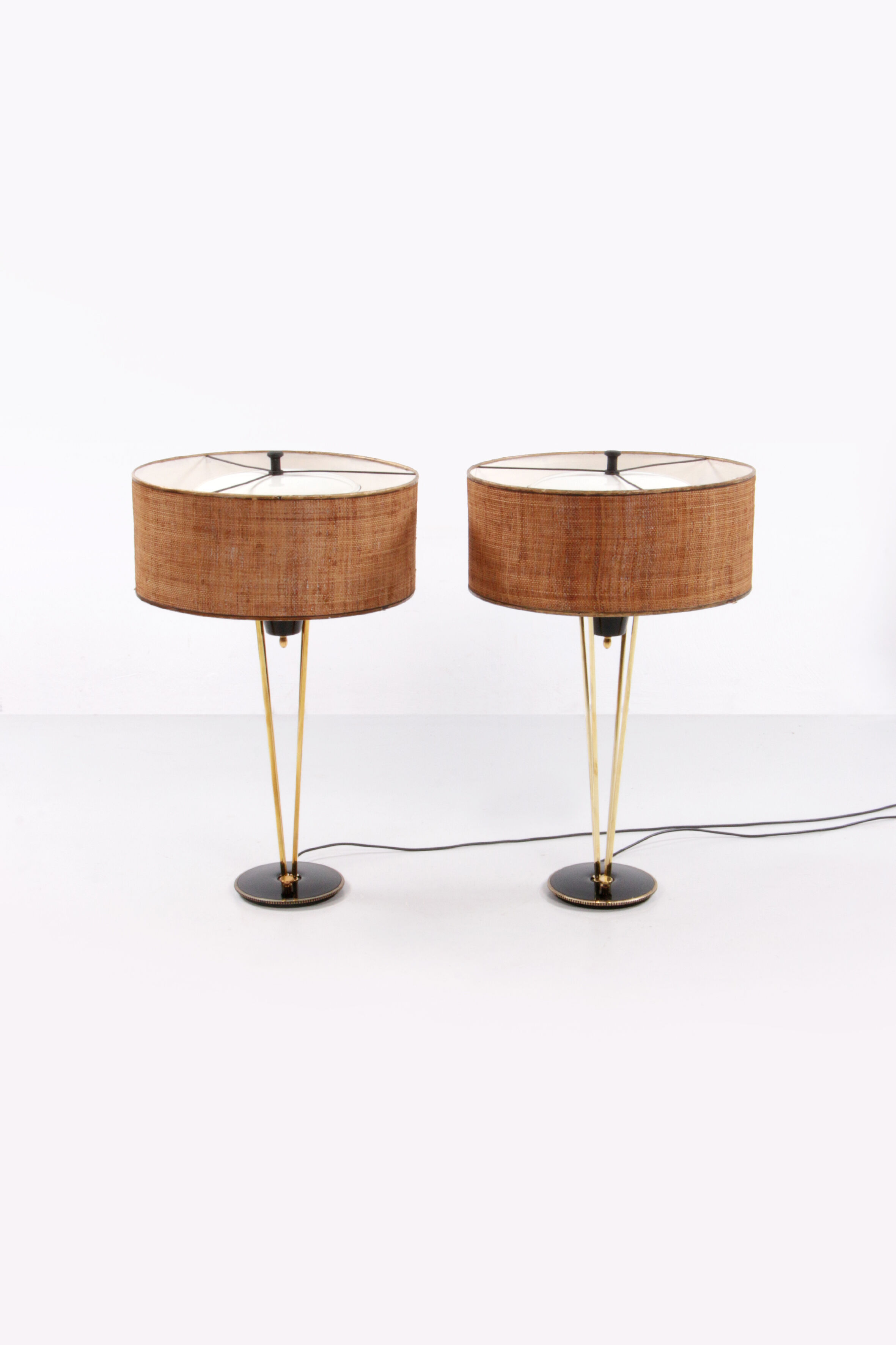 Stiffel Table lamps set Rare with original shade, 1950 USA.