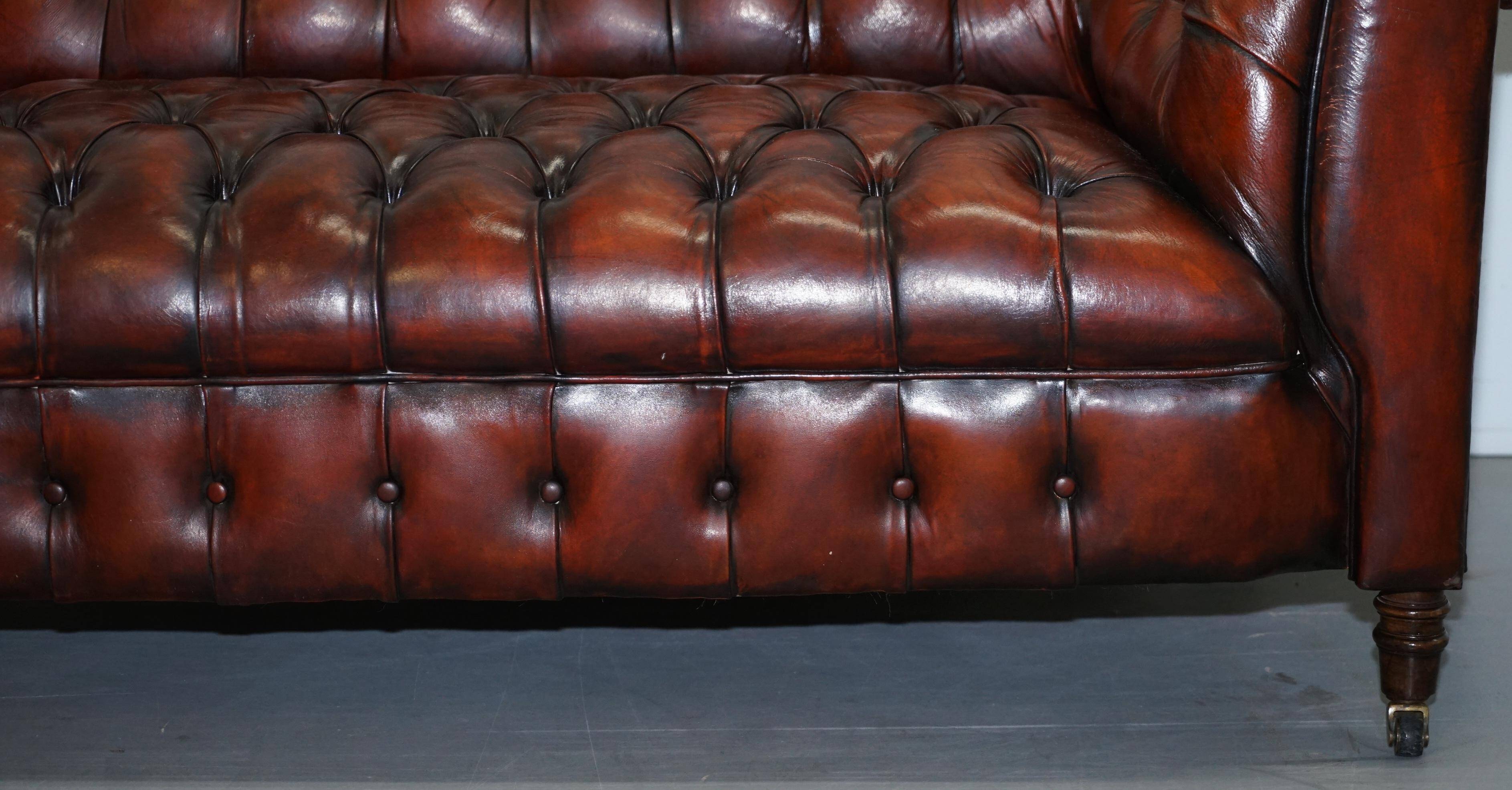 Small Victorian leather Chesterfield sofa