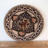 Vintage Hand Painted Tunisian Decorative Plate With Camel, Ornate Stoneware
