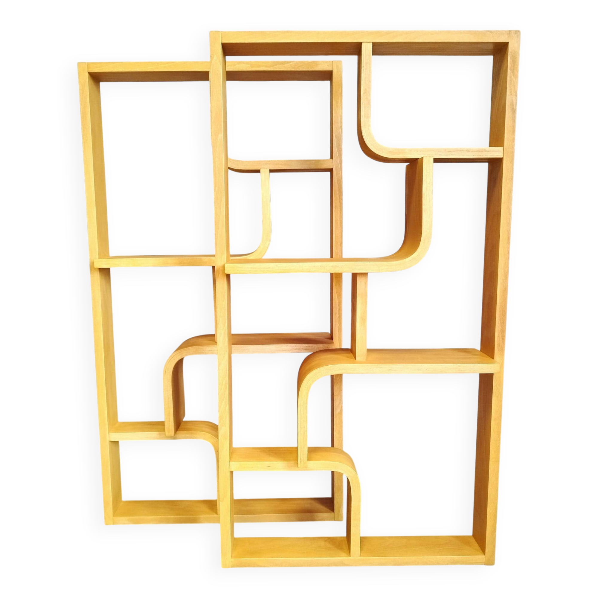 Bent plywood wall, bookcase, flowerbed, Volak by Holesov, 1960s Czechoslovakia
