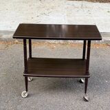 Double-tray rosewood serving trolley on casters 83cm