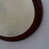 Miroir biseauté avec son cadre en bois massif en forme ovale