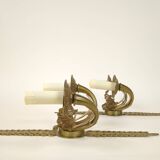Pair of two-armed Empire wall sconces in gilded bronze