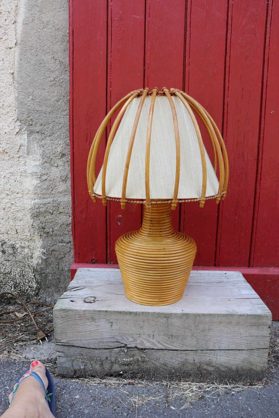 Rattan lamp Louis Sognot