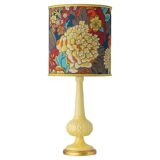 Lampe de table en céramique jaune espagnole, années 1960, abat-jour Liberty London rétro neuf