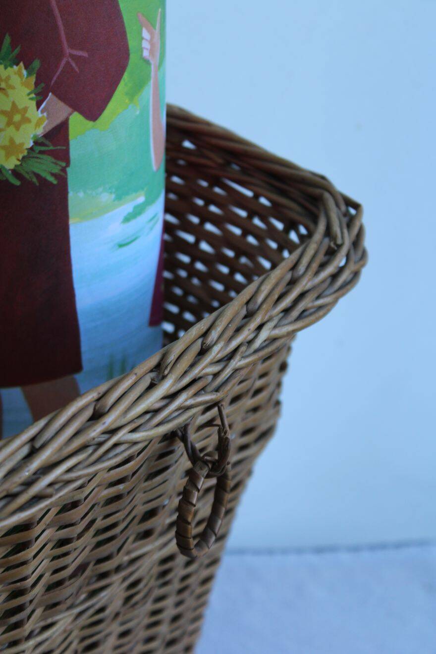 Wicker wastebasket