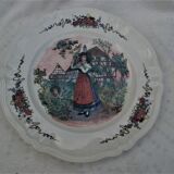 round dish in Sarreguemines earthenware model Obernai (Alsatian)