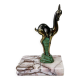 Art deco doe bookends in regulates and marble