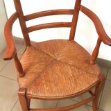 rustic armchair from the early 19th century in blond walnut