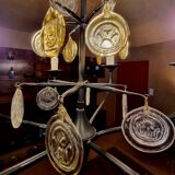 Scandinavian chandelier in lacquered metal and glass by Erik Höglund and Boda Glasburk, for Holm Soresen