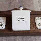 wooden shelf and desvres earthenware drawers