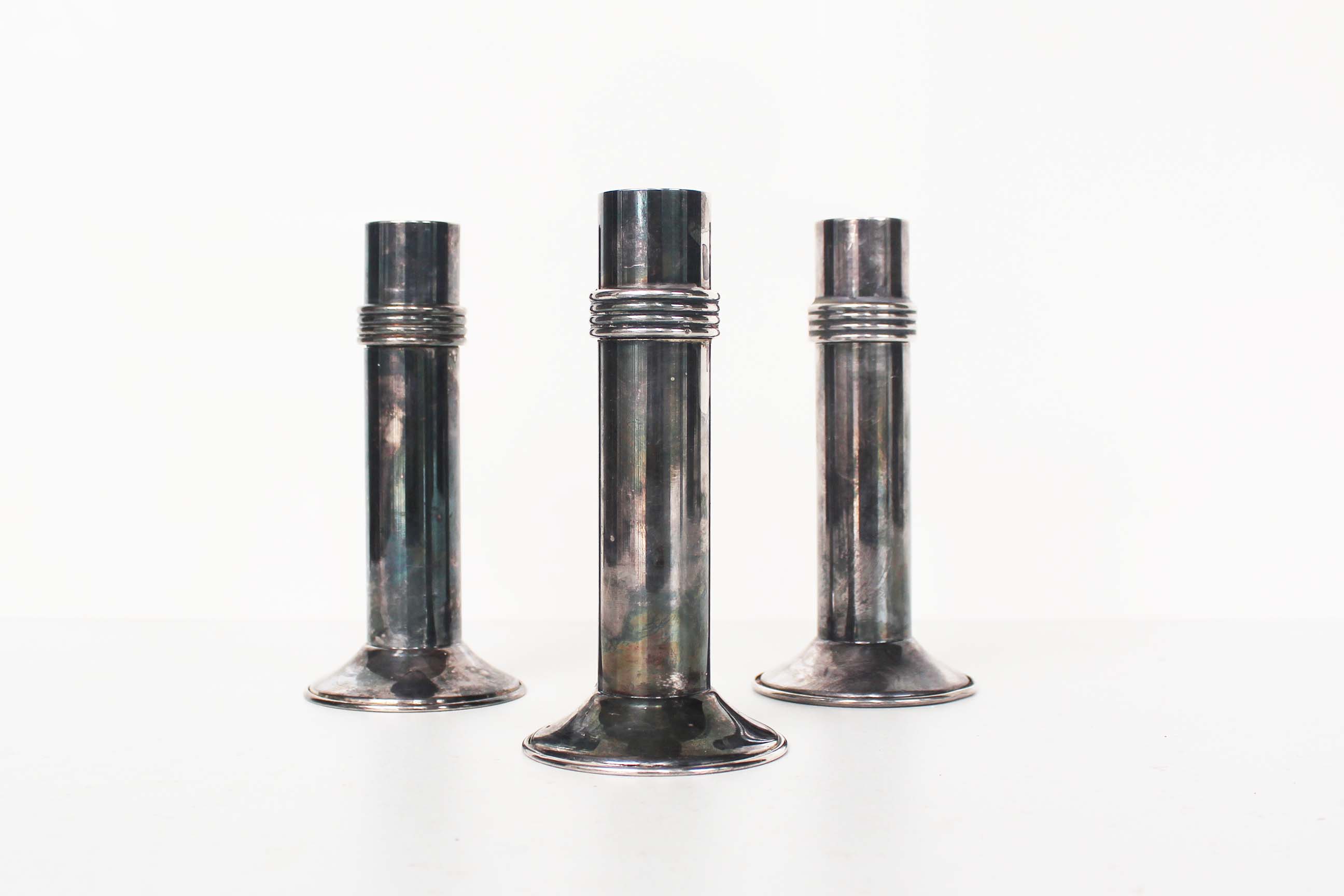 Rare set of silver plated Art deco candle holders by Christian Dior, France 1950's