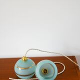 pair of blue and gold granite ball pendants 1950