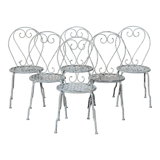 Series of 6 wrought iron garden chairs