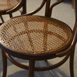 Set of 4 bentwood caned bistro chairs in beech wood, JACOB-JOSEF KOHN, 1900s