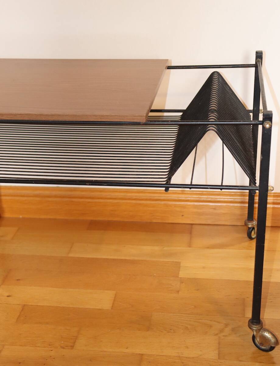 Black metal turntable table