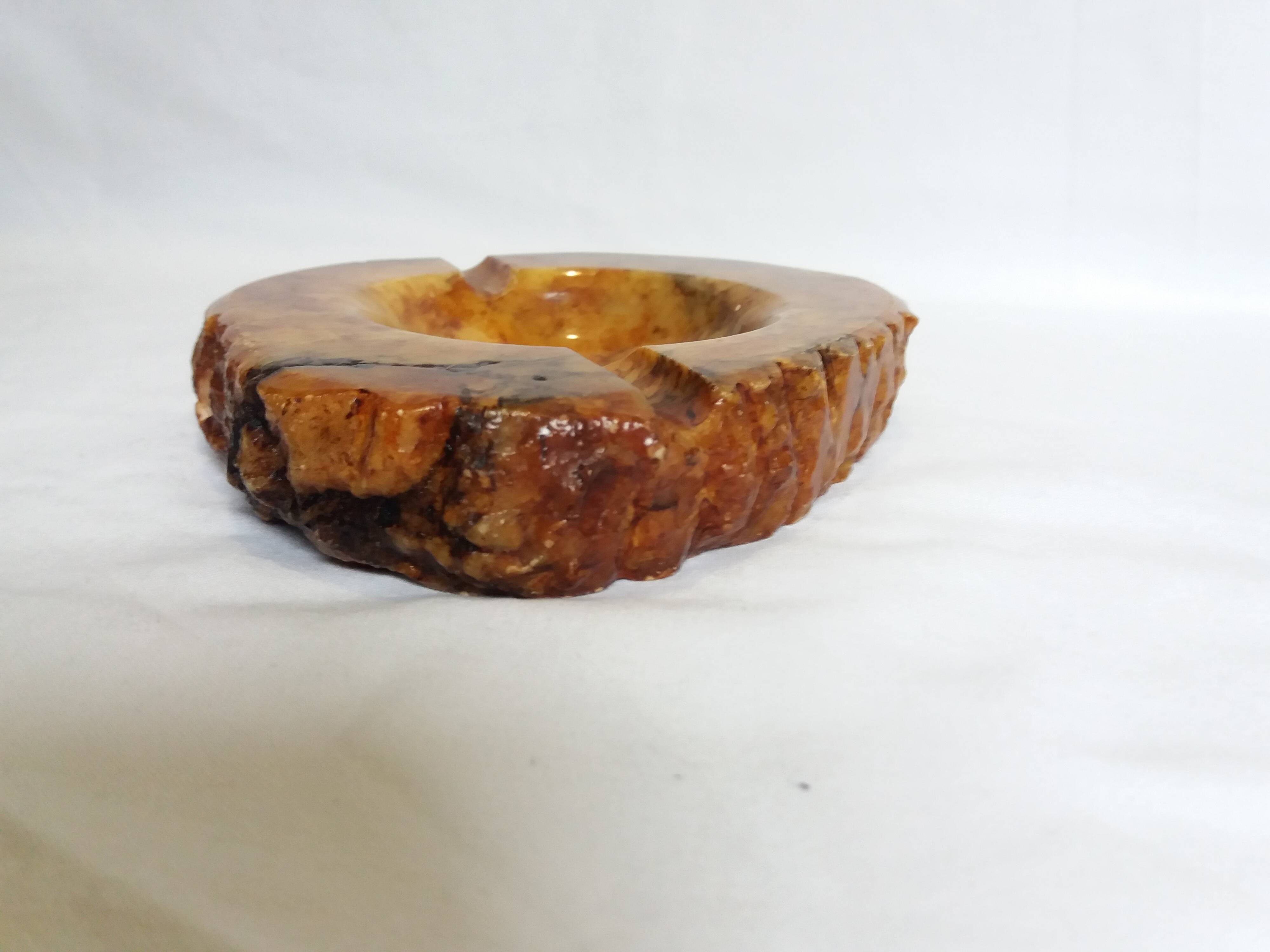 Caramel ocher alabaster ashtray Romano Bianchi Italy