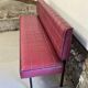1960s double bistro bench in buttoned burgundy red skai