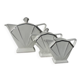Art Deco teapot, 1930s, white and silver porcelain