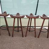 set of 4 bar stool - Rustic - Bois Fer