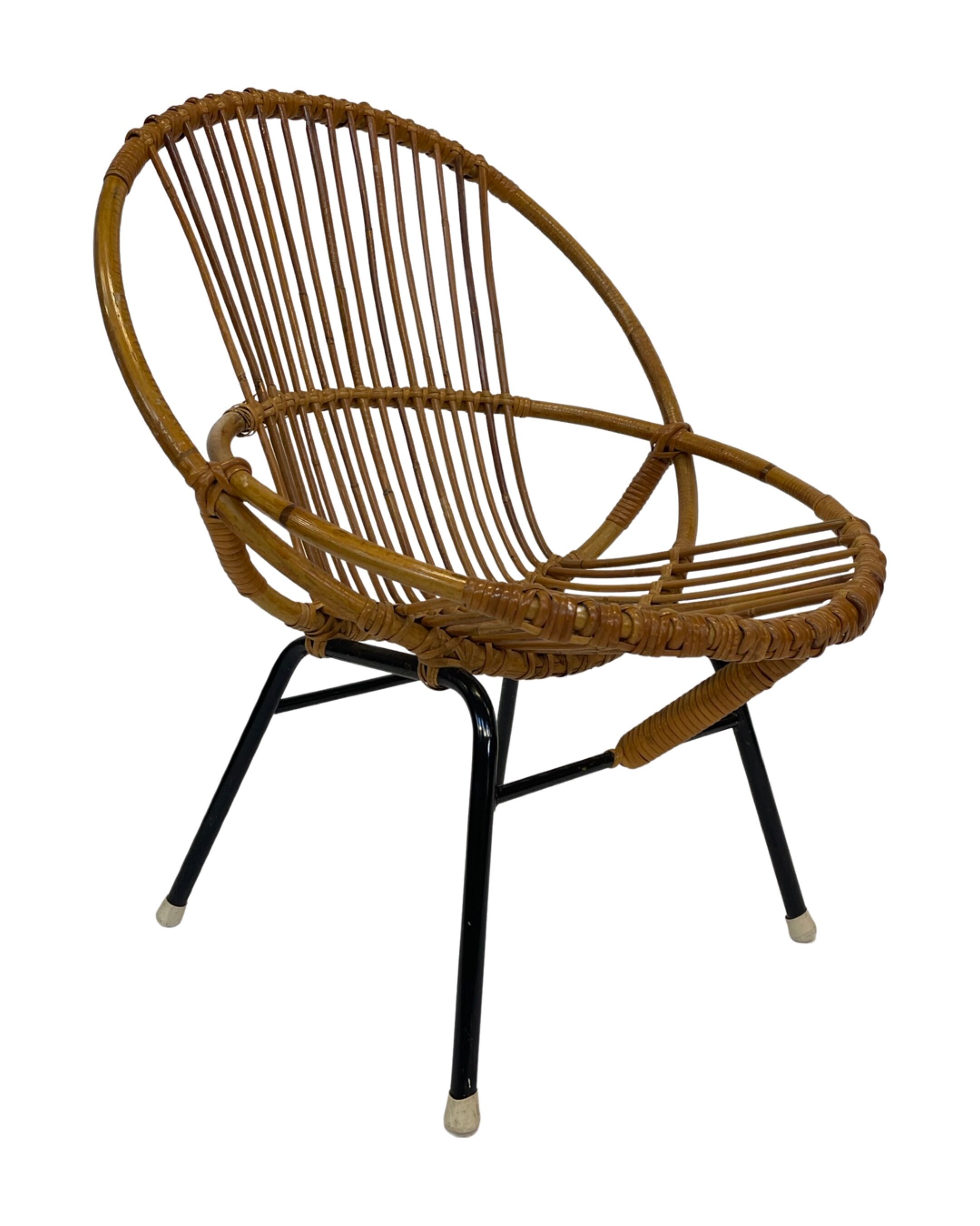 Vintage rattan chair by Dirk van Sliedregt Rohe Noordwolde 1960 in the Netherlands