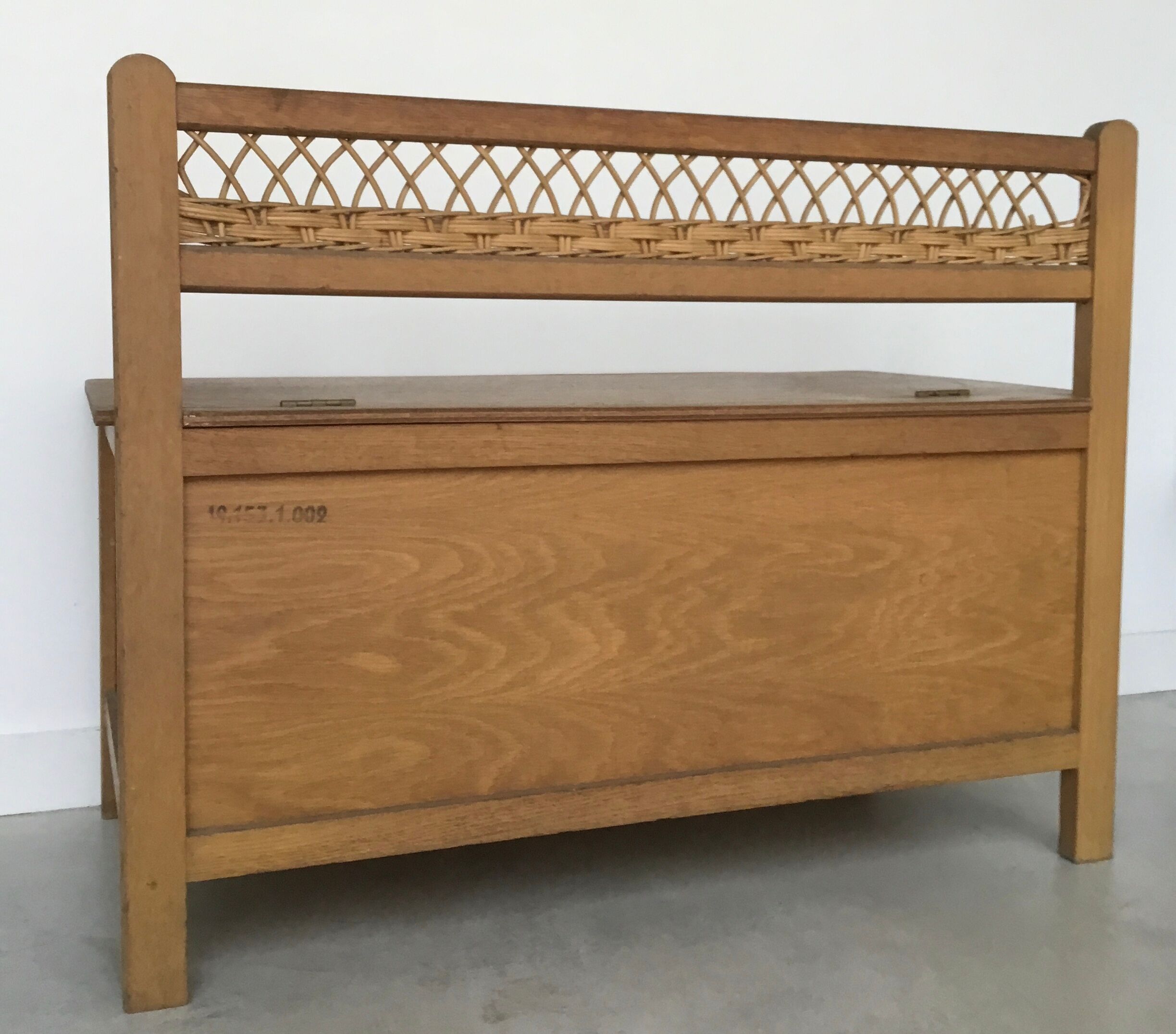 Chest bench wood and rattan - vintage 1960
