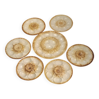 6 oyster shell plates and Chantilly porcelain serving platter