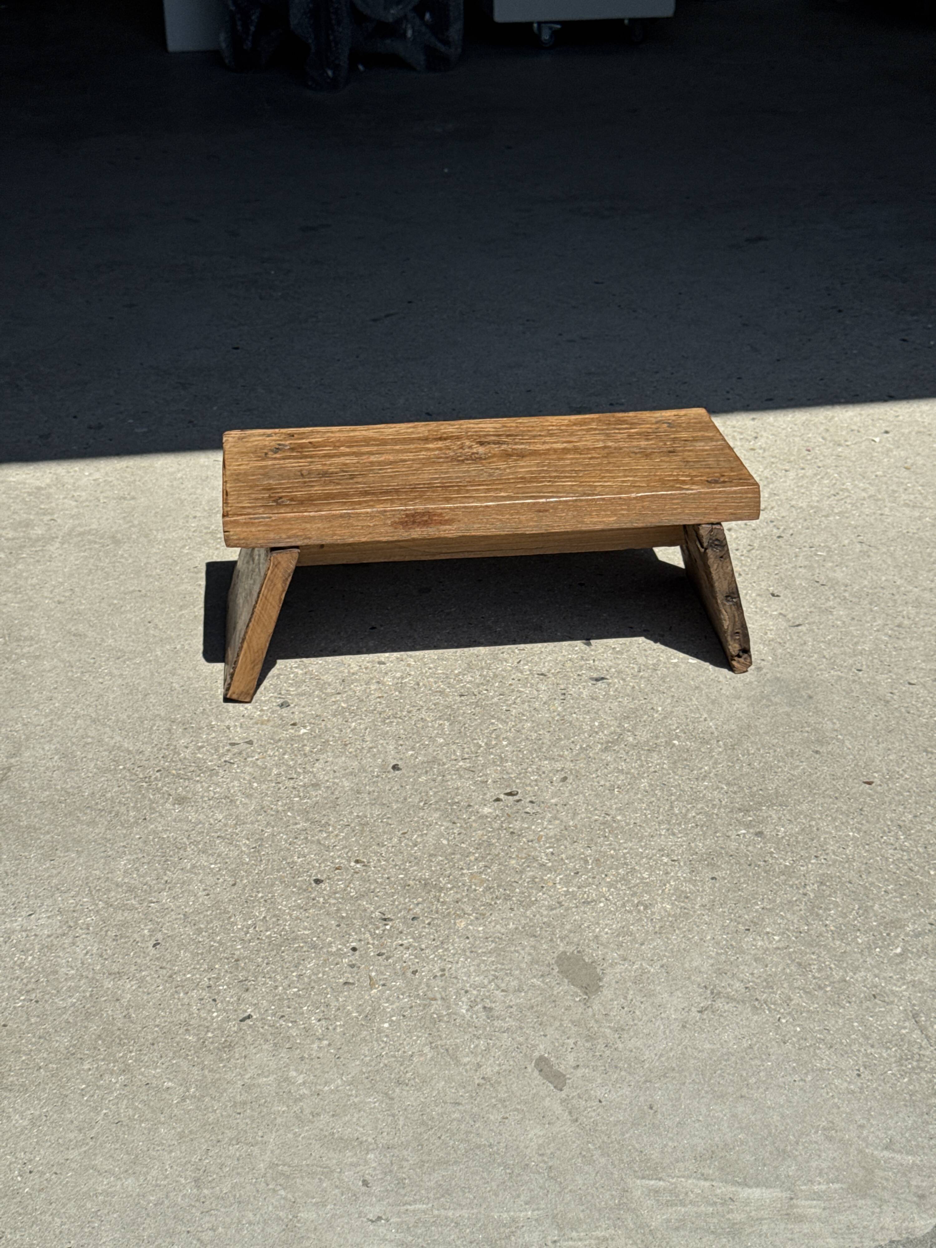 Small low bench in old teak from Indonesia H16 L39