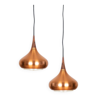 Pair of 2 Danish pendant lamps Orient by Jo Hammerborg, Fog og Morup 1963