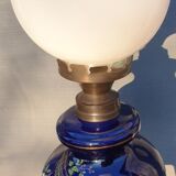 Ceramic lamp birds lyres on midnight blue background Napoleon III