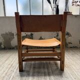 Elm and leather armchair Maison Regain