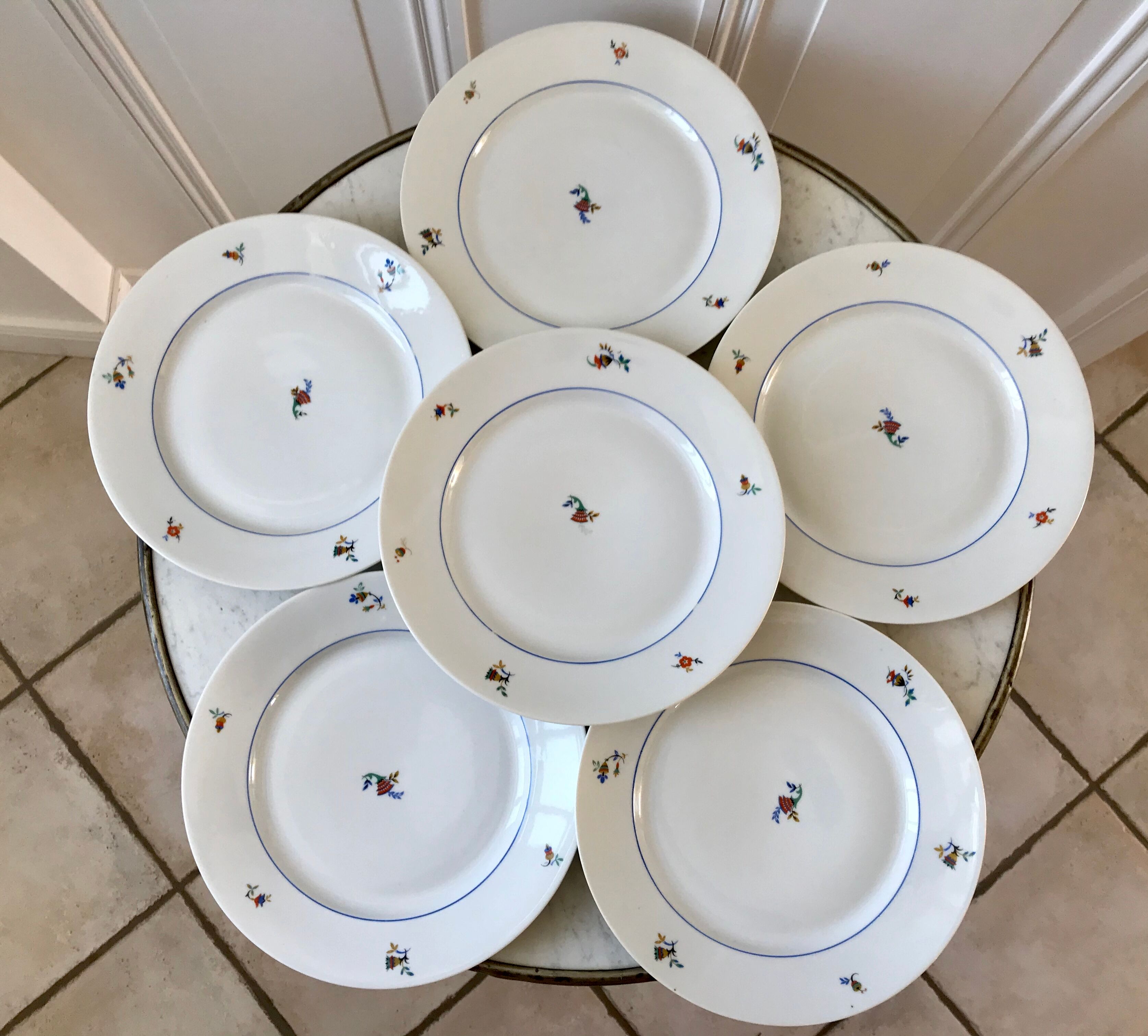 Set of 6 Czech flat plates made in France registered model 50s-60s