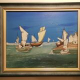 Tableau cadre en bois bleu