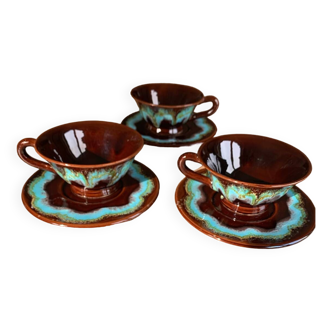 3 large cups / saucers vallauris