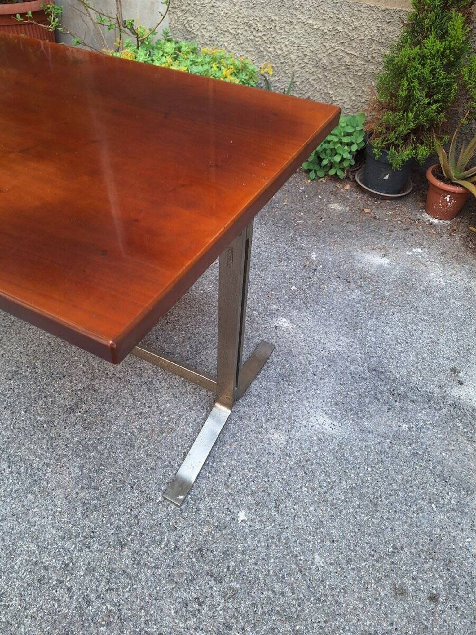 Vintage Desk Table in Wood and Chromed Metal by Gianno Moscatelli for Formanova, 1960s
