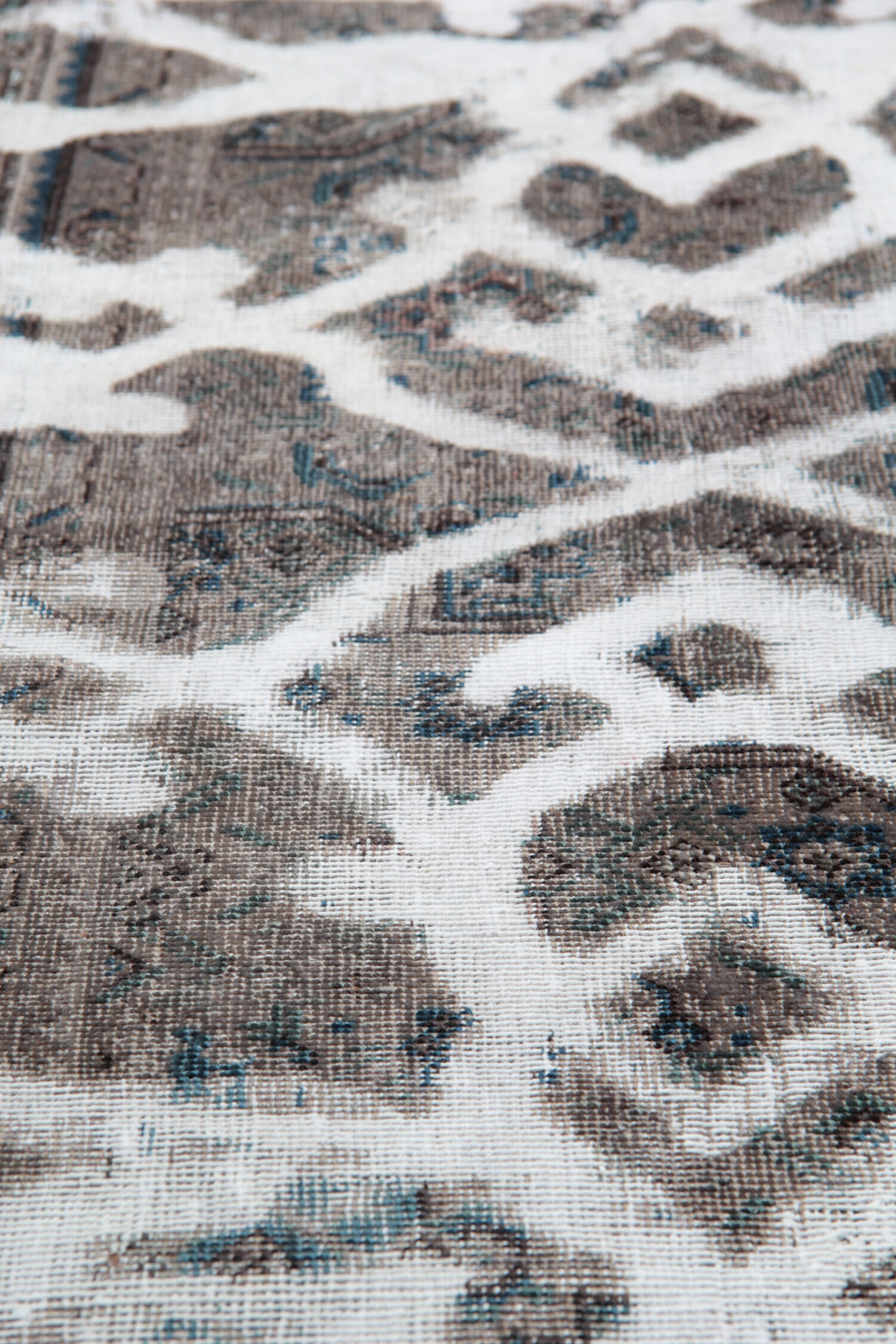 Traditional overdyed grey persian rug handwoven oriental living area rug 63x137cm