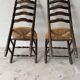 Chaise style campagnard bois massif et paille 1950