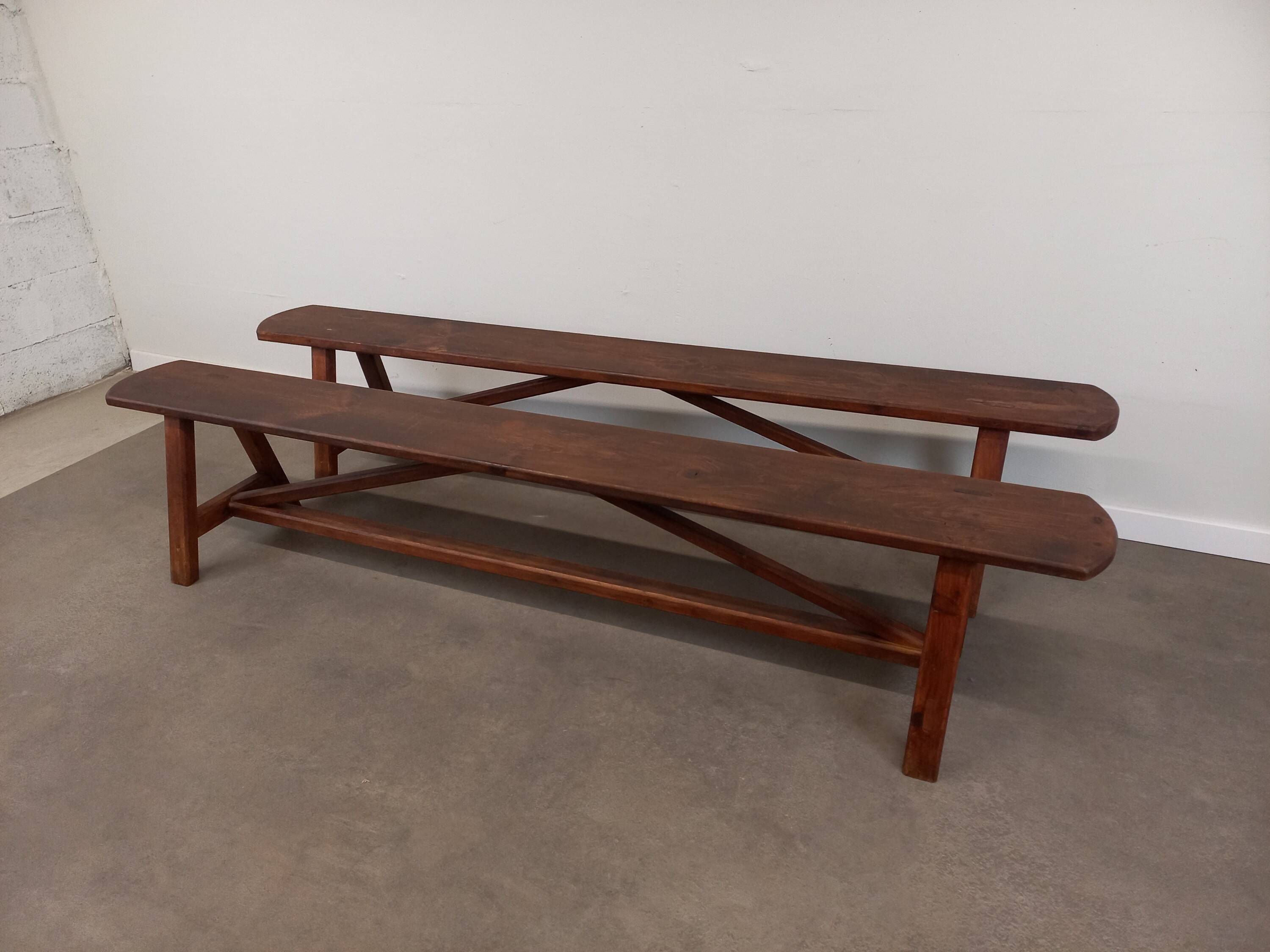 Pair of rustic benches 220 cm