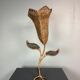 Large midcentury rattan wicker flower table lamp, 1960s