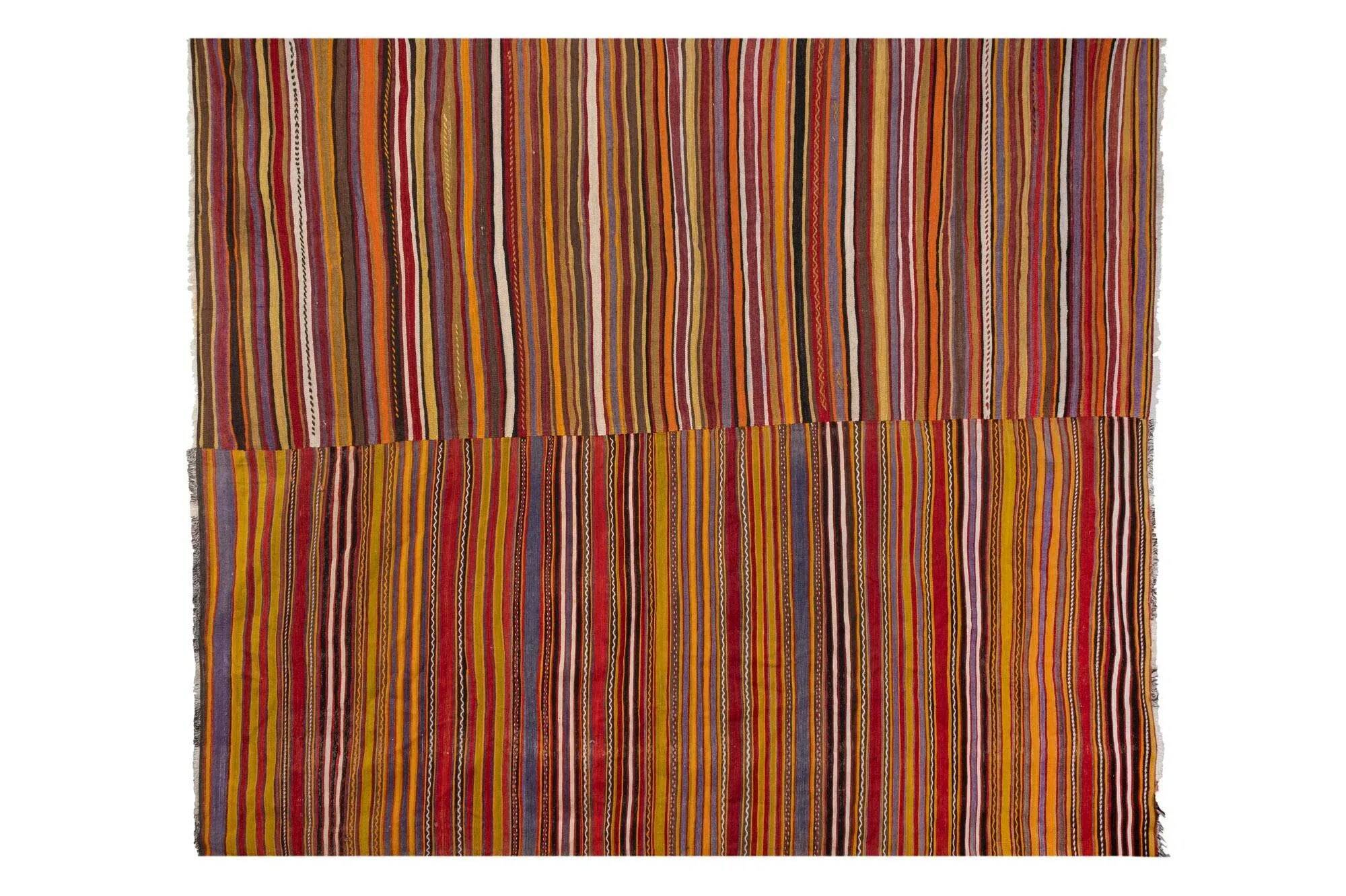 Vintage Turkish kilim handwoven 282x346 cm