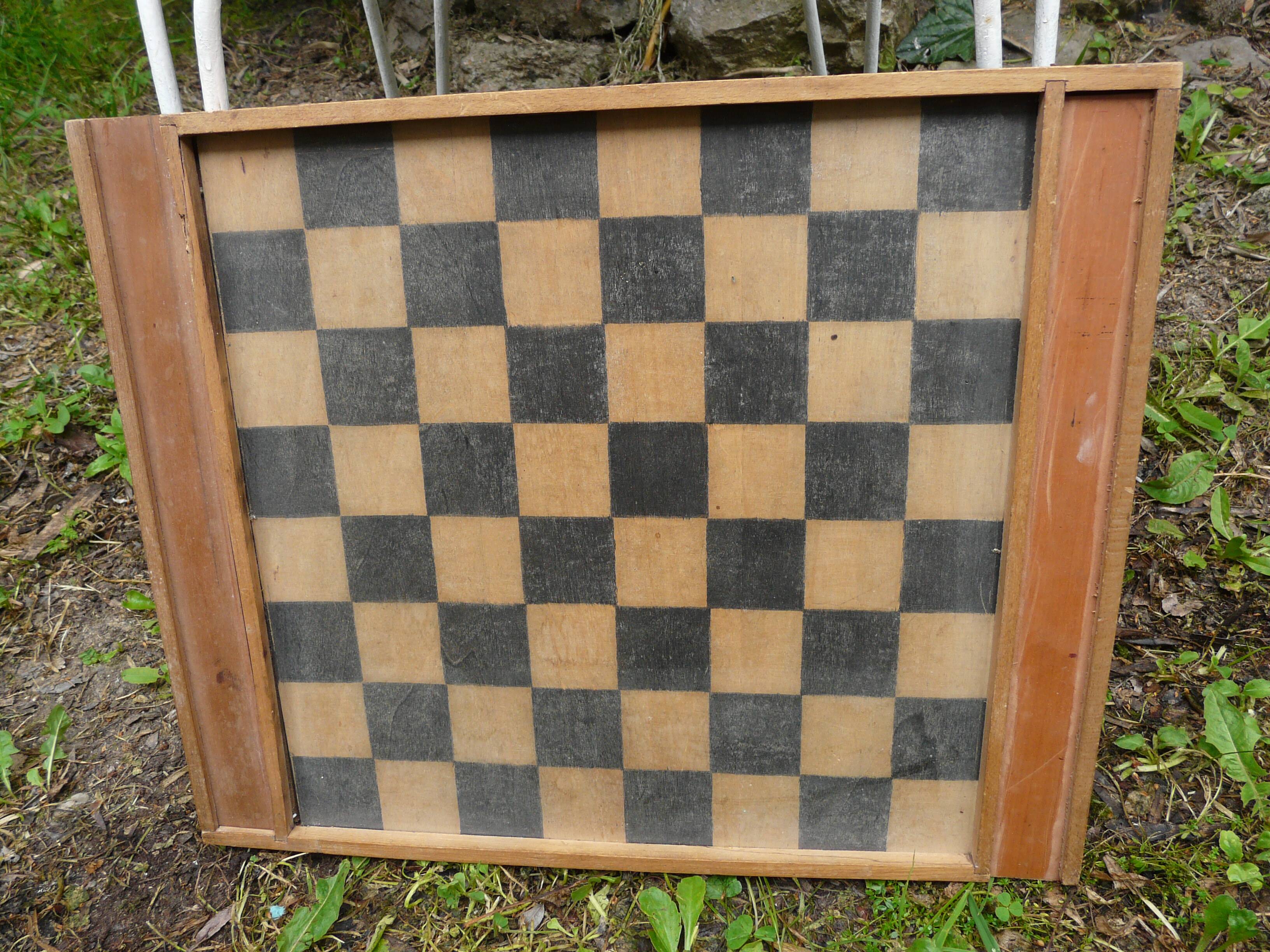 Old wooden checkers game