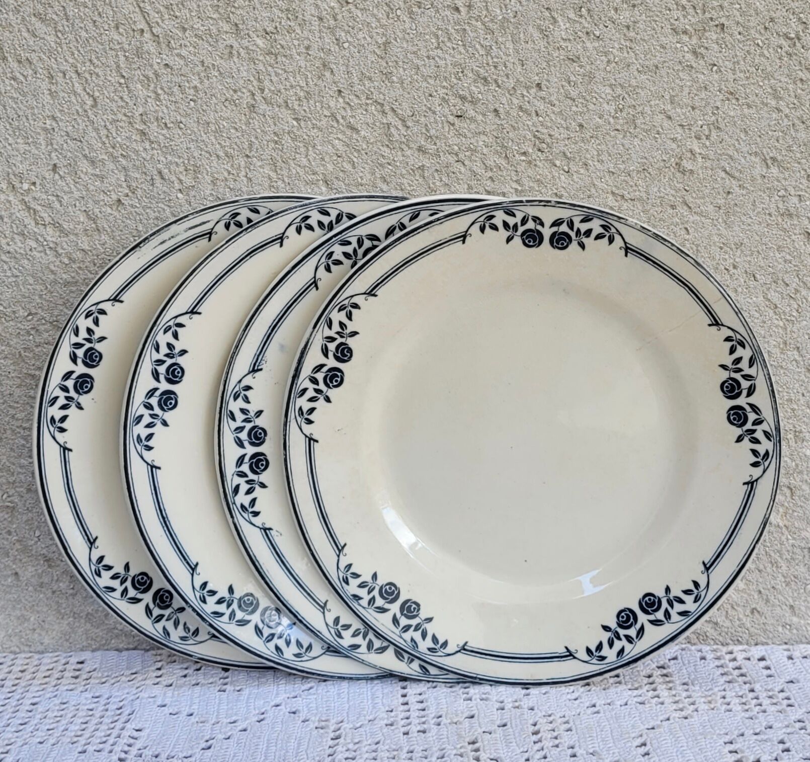 Set of 4 dessert plates Salins Model Saussure A.B. Terre de Fer