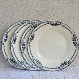 Set of 4 dessert plates Salins Model Saussure A.B. Terre de Fer
