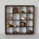 Vintage wooden wall knick knack shelf / shadow box / Gianfranco Frattini
